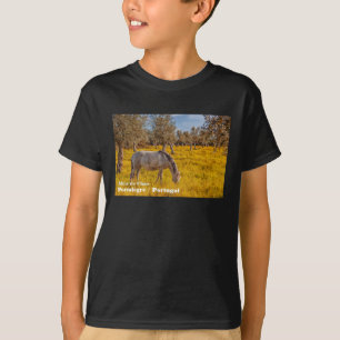Horse grazing in a yellow flowers meadow T-Shirt