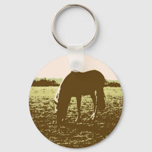 Horse Grazing Pop Art Key Ring