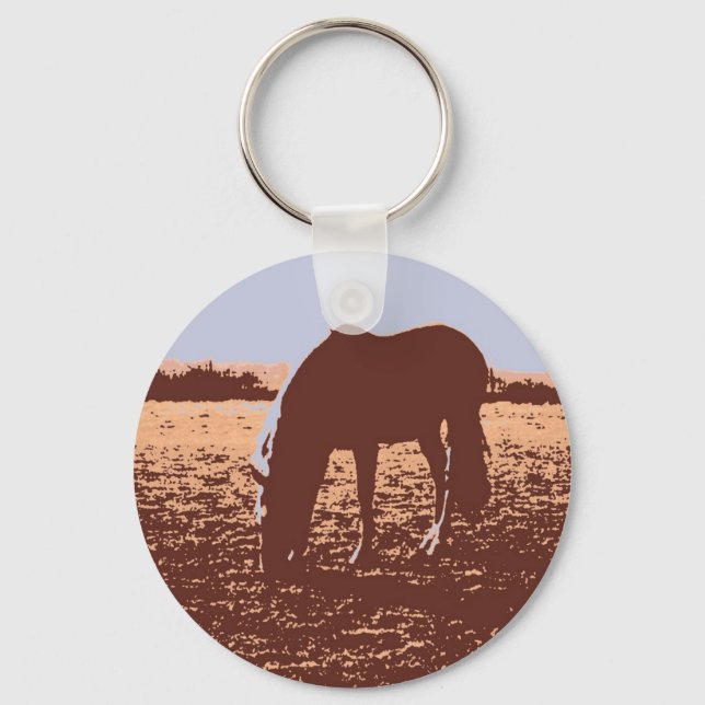 Horse Grazing Pop Art Key Ring (Front)