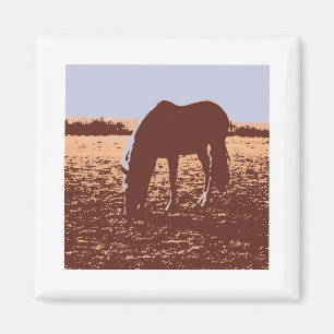 Horse Grazing Pop Art Magnet