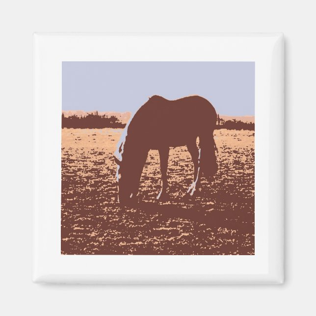 Horse Grazing Pop Art Magnet (Front)