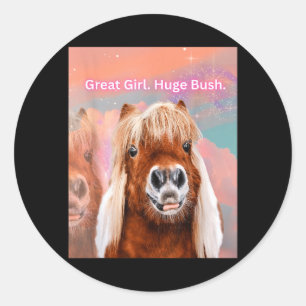 Horse Great Girl Huge Bush Classic Round Sticker