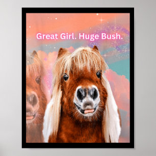 Horse Great Girl Huge Bush Poster