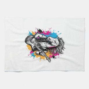 Horse Guitar Player Vintage Engraving T-Shirt Desi Tea Towel