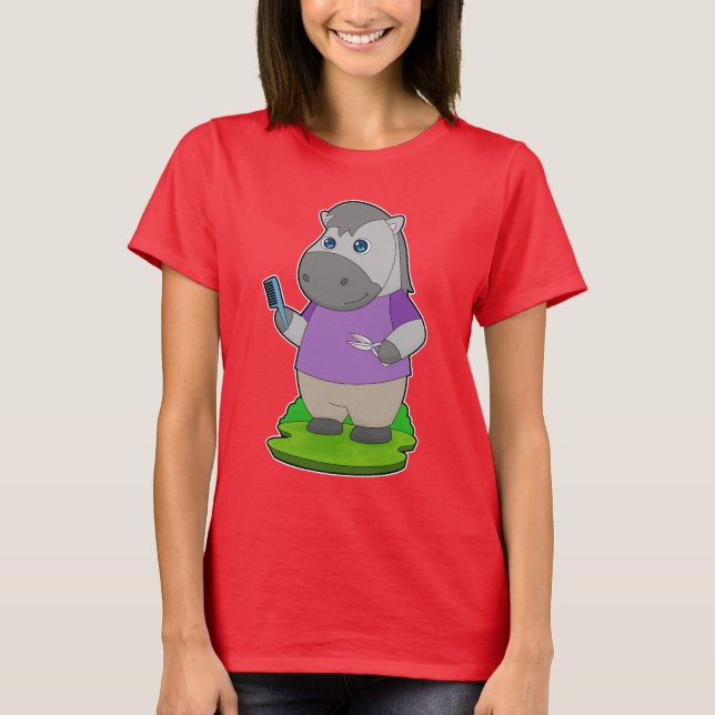 Horse Hairdresser Scissors Comb T-Shirt (Front)