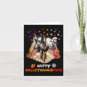 Horse Halloween And Merry Christmas Happy Hallotha Card