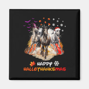 Horse Halloween And Merry Christmas Happy Hallotha Magnet