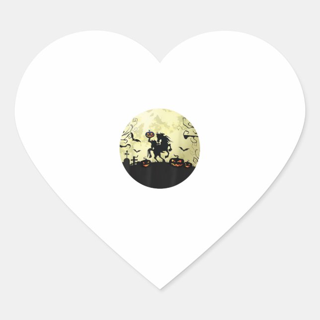 horse halloween headless horseman Pumpkin and moon Heart Sticker (Front)
