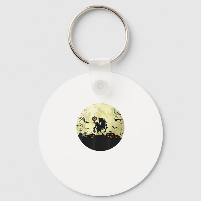 horse halloween headless horseman Pumpkin and moon Key Ring (Front)