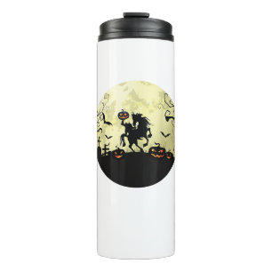 horse halloween headless horseman Pumpkin and moon Thermal Tumbler