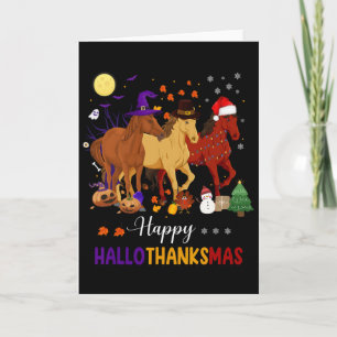 Horse Halloween Thanksgiving Christmas Happy Hallo Card