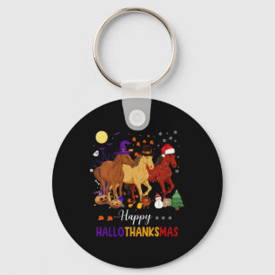 Horse Halloween Thanksgiving Christmas Happy Hallo Key Ring