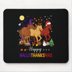 Horse Halloween Thanksgiving Christmas Happy Hallo Mouse Mat
