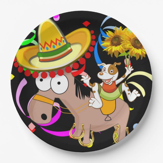 Horse Happy Birthday Paper Plates (Front)