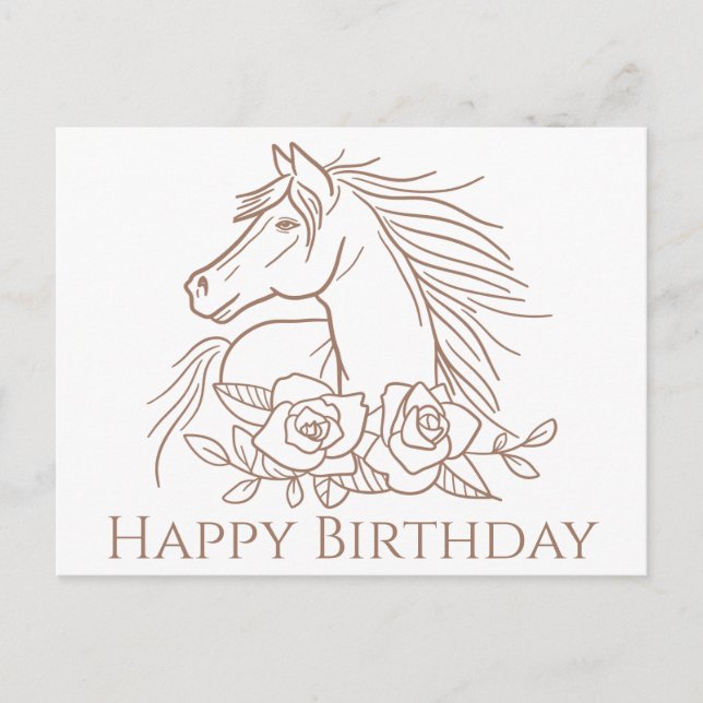Horse Happy Birthday Pony Equestrian Horses Postcard (Front)