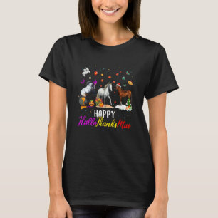Horse Happy HalloThanksMas Thanksgiving Christmas T-Shirt