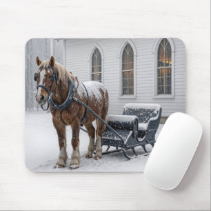 Horse Harnessed to a Sleigh By a Church Mouse Mat