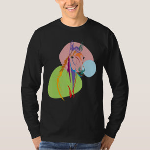 Horse Head Abstract Colourful Running And Racing T-Shirt