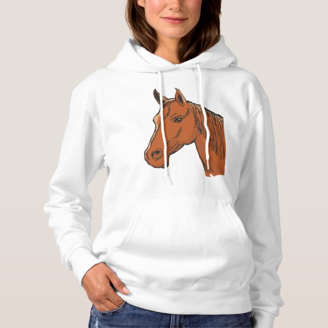 Horse Head Brown Farm Animal Hoodie (Front)
