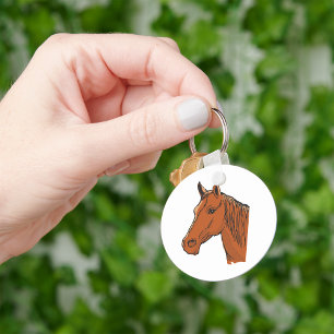 Horse Head Brown Farm Animal Key Ring
