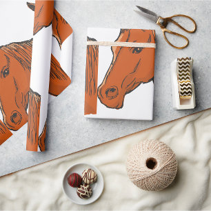 Horse Head Brown Farm Animal Wrapping Paper
