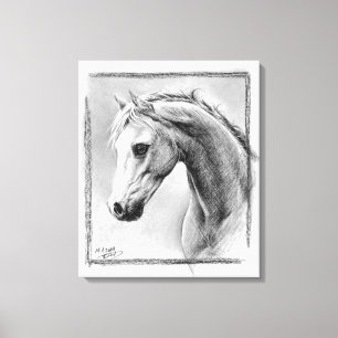 Horse head Charcoal drawing Equine art Canvas Print