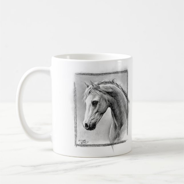Horse head Charcoal drawing Equine art Coffee Mug (Left)