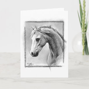Horse head Charcoal drawing Equine art Greeting Holiday Card