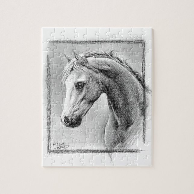 Horse head Charcoal drawing Equine art Jigsaw Puzzle (Vertical)