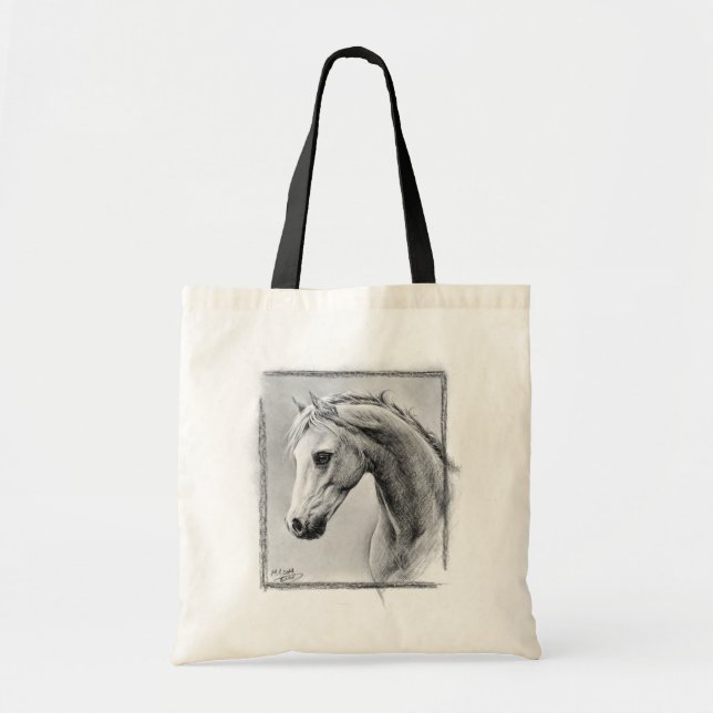 Horse head Charcoal drawing Equine art Tote Bag (Front)