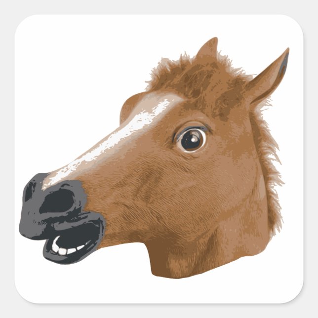 Horse Head Creepy Mask Square Sticker (Front)