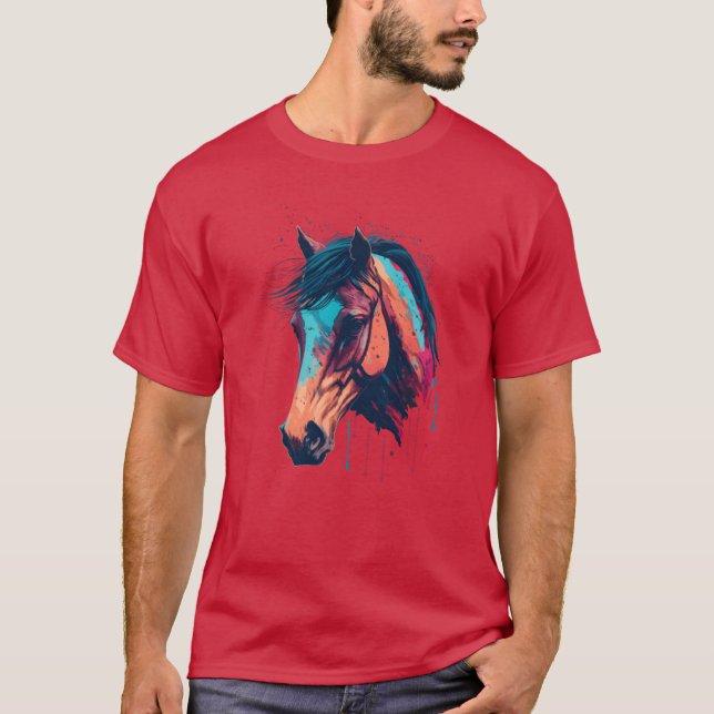 Horse Head Drawing retro T-Shirt (Front)