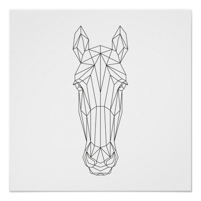 Horse Head Geometric Black & White Modern Art Poster (Front)