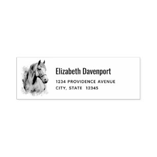 Horse Head Illustration Address Self-inking Stamp