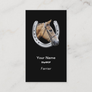 Horse head in a horseshoe farrier business card