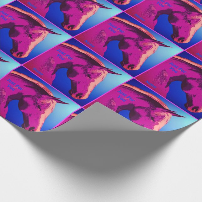 Horse Head In Pink Personalised Wrapping Paper (Corner)