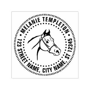 Horse Head Line Art NF Name Return Address Self-inking Stamp