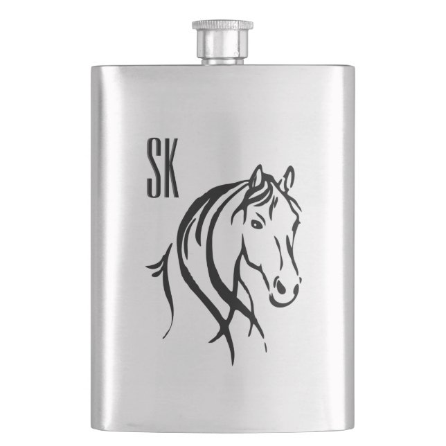 Horse Head Monogram Hip Flask (Front)