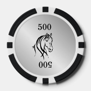 Horse Head on Silver Poker Chips