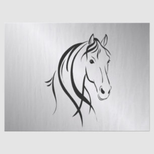 Horse Head on Silver Tissue Paper