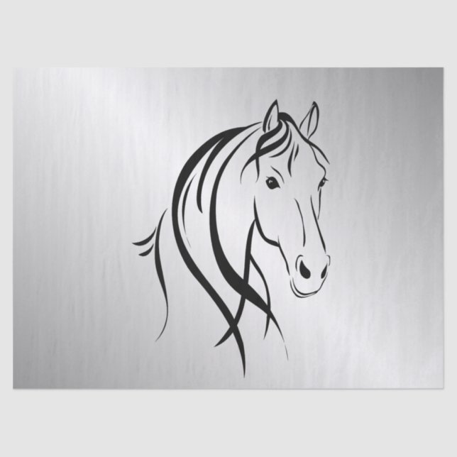 Horse Head on Silver Tissue Paper (Front)