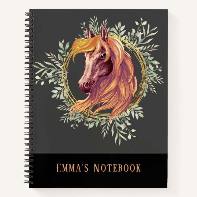 Horse Head Personalised Spiral Notebook (Front)