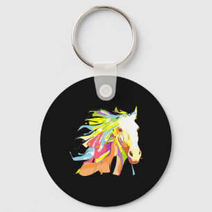 Horse Head Rainbow Art Key Ring