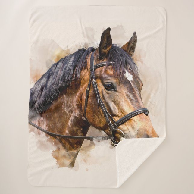 Horse Head Sherpa Blanket (Front)