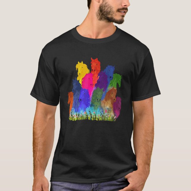 Horse Head Watercolor Equestrian T-Shirt (Front)
