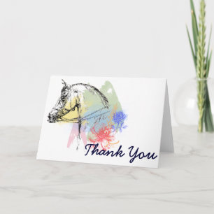 Horse Head Watercolors Thank You Card