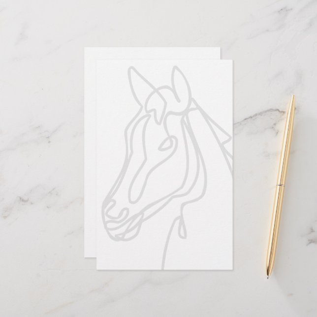 Horse head watermark logo stationery writing paper (Front/Back In Situ)