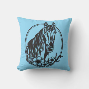 Horse head with flowers  cushion
