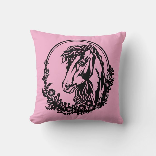 Horse head with flowers cushion (Front)