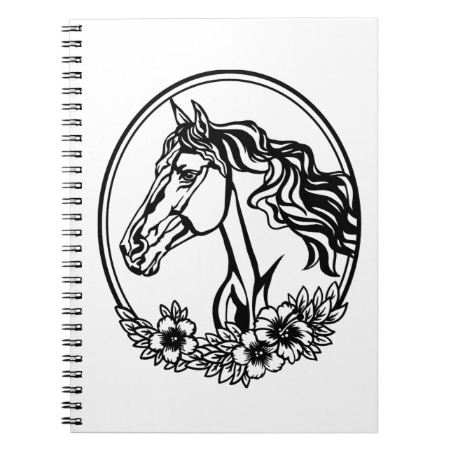 Horse head with flowers  notebook (Front)